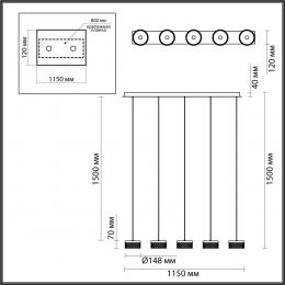 Odeon light 5032/30LA L-VISION ODL24 447 античн.бронза/металл/акрил Люстра LED 30W 4000K 1954лм FIVRE  - 2 купить